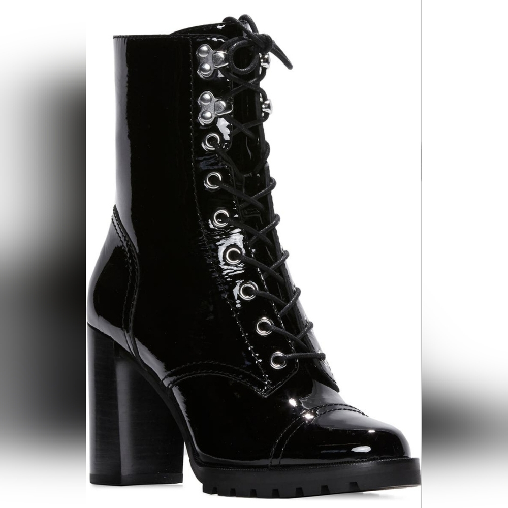 Naomi Lace Up Bootie in Patent Leather